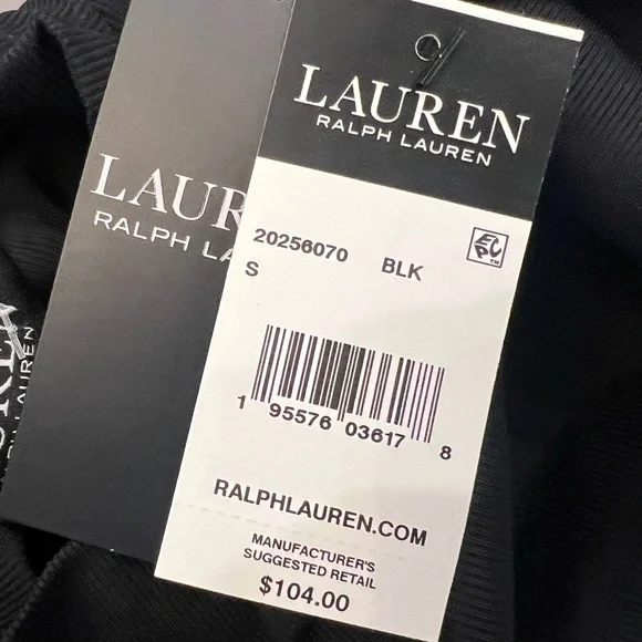 Lauren Ralph Lauren Ribbed Cropped Mockneck Rash Guard Black Swim TOP ONLY NEW - Picture 8 of 9